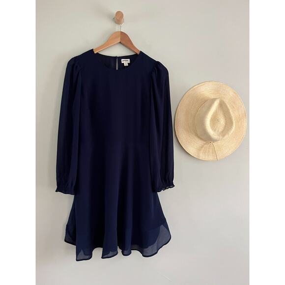 J Crew Factory | NWT | Mini dress with flounce hem | Navy | Sz 8 - Picture 2 of 13